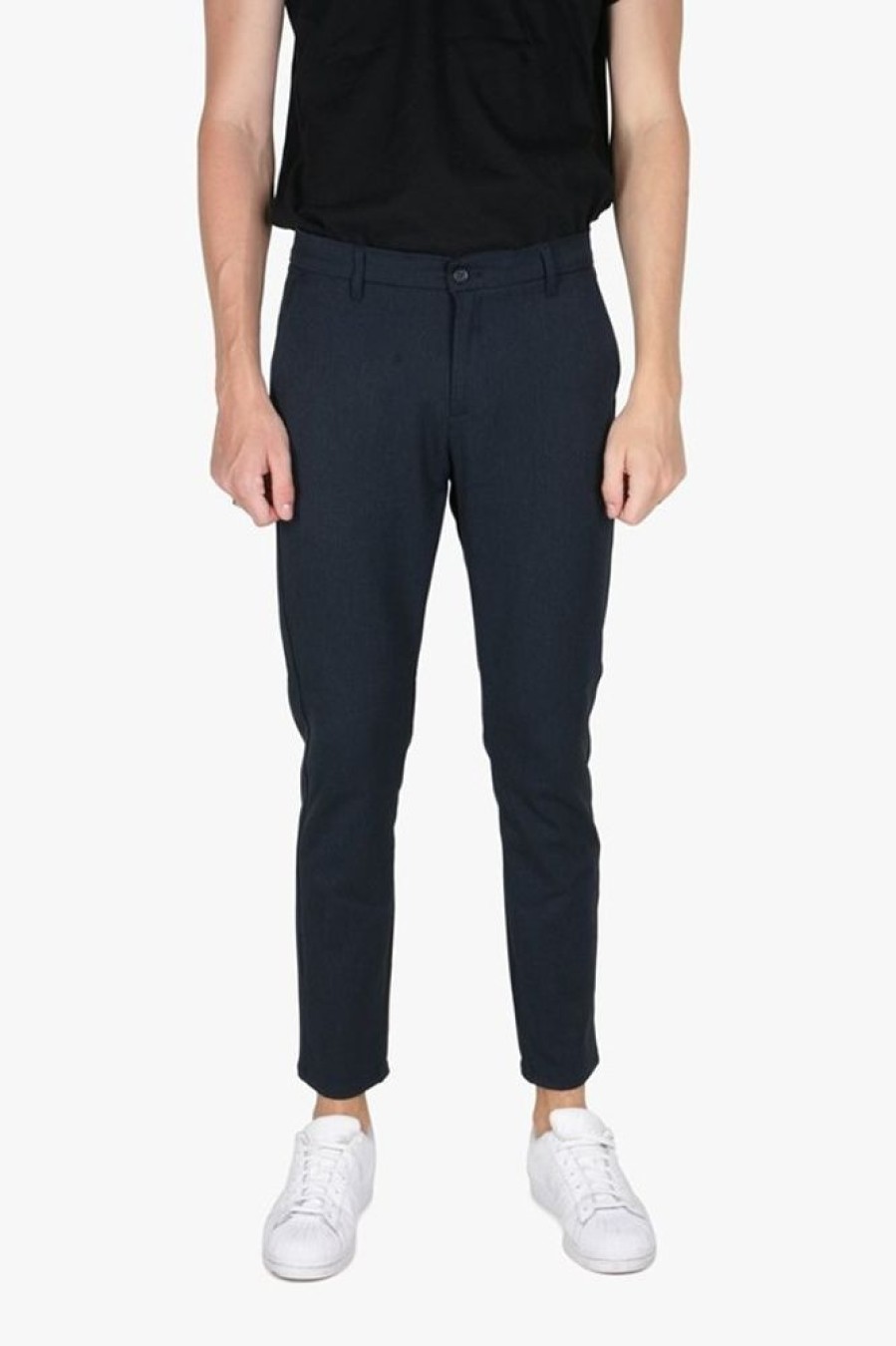 Men Woodbird Chinos & Pants | Wood Bird Steffen Mel Pant Navy Mel