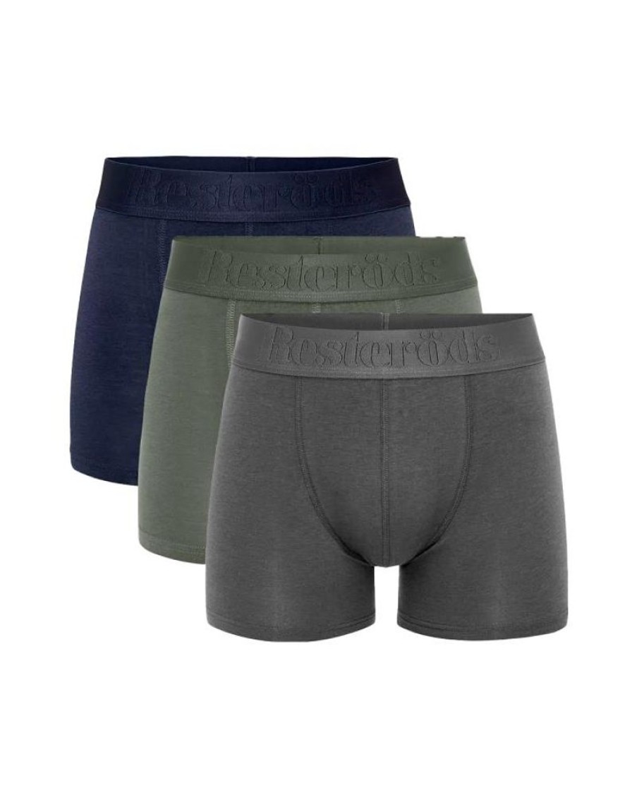 Men Resteröds Underwear | Resterods Boxer Bamboo 3-Pack Grey/Navy/Army