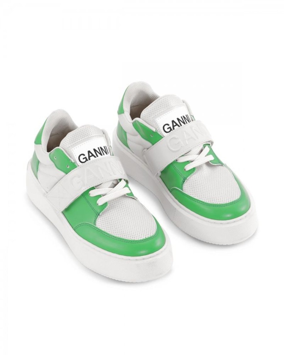 Women Ganni | Ganni S1967 Sporty Mix Cupsole Low Sneaker Kelly Green