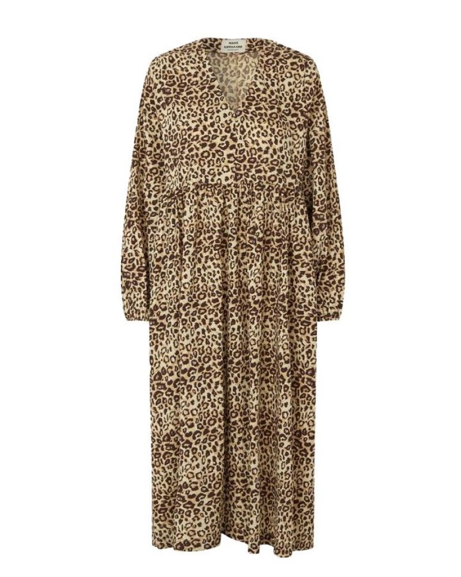 Women Mads Nørgaard Women Dresses | Mads Norgaard Crinckle Pop Rider Dress Leopard Aop/Black