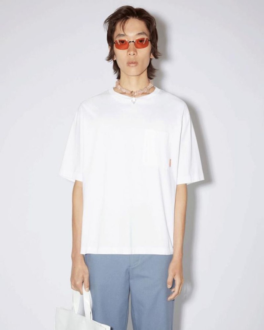 Men Acne Men T-Shirt | Acne Studios Crew Neck T-Shirt Optic White