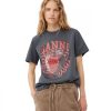 Women Ganni T-Shirts And Tops | Ganni T3769 Strawberry Relaxed T-Shirt Volcanic Ash