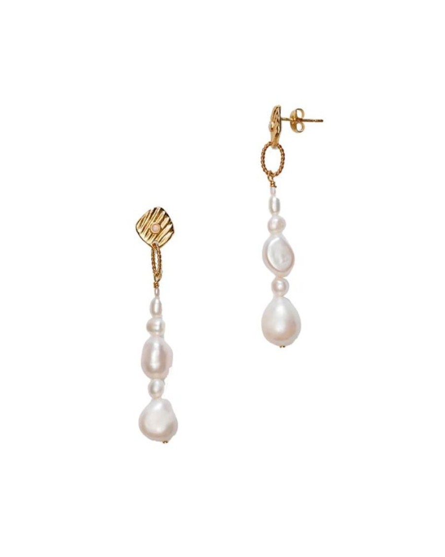 Women Anni Lu Jewellery | Anni Lu Jet Set Pearl Earrings Gold