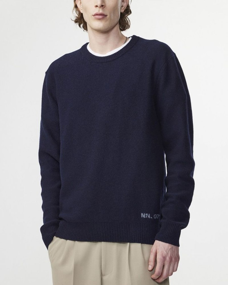 Men NN07 Knitwear | Nn07 Nigel 6585 Sweater Navy Blue