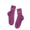 Men Acne Women | Acne Studios Ribbed Logo Socks Burgundy/Rust Brown