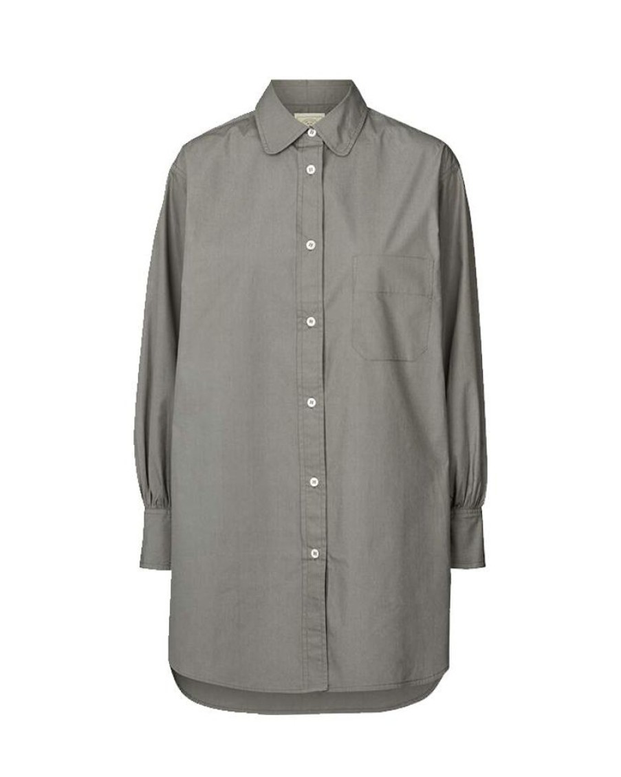 Women Gai + Lisva Shirts | Gai + Lisva Rosa Shirt Poplin Asphalt