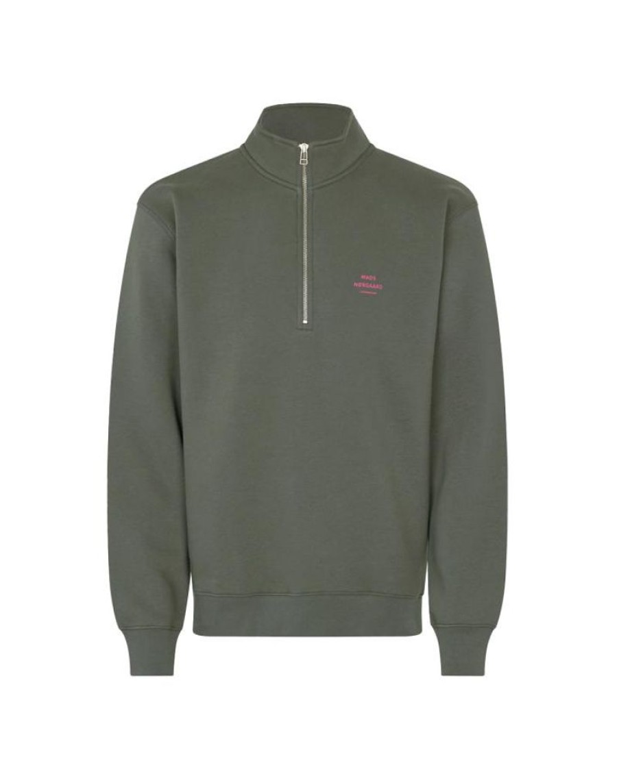 Men Mads Nørgaard Men Sweatshirts | Mads Norgaard Standard Half Zip Logo Sweat Beluga