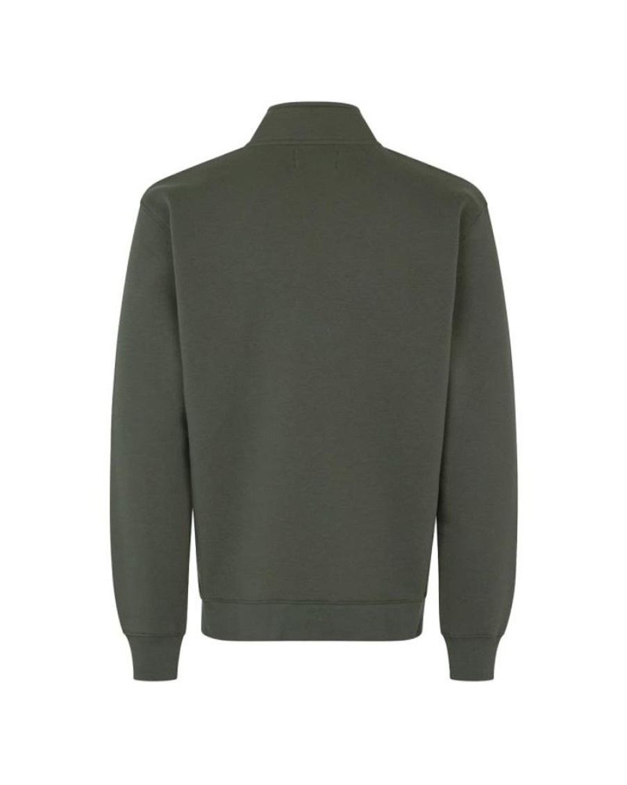 Men Mads Nørgaard Men Sweatshirts | Mads Norgaard Standard Half Zip Logo Sweat Beluga