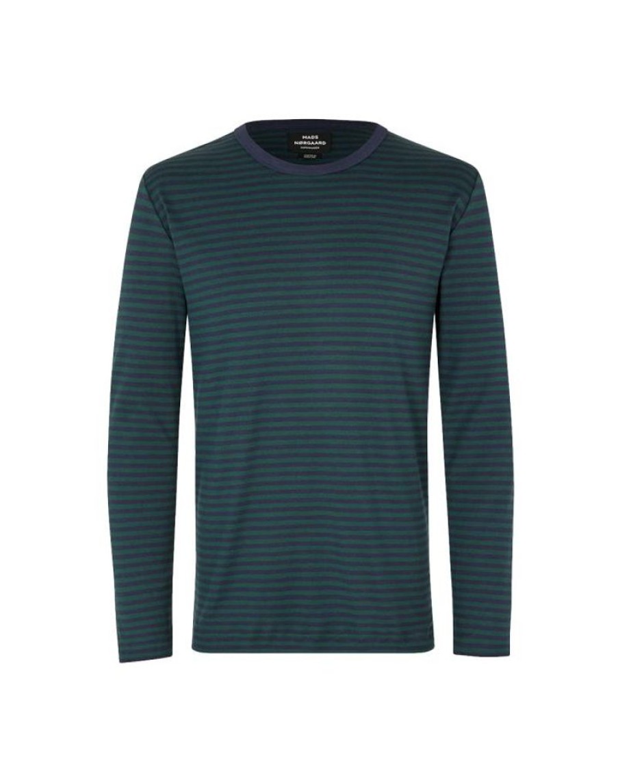 Men Mads Nørgaard Men Sweatshirts | Mads Norgaard Duo Rib Tobias Tee Ls Darkest Spruce/Deep Well