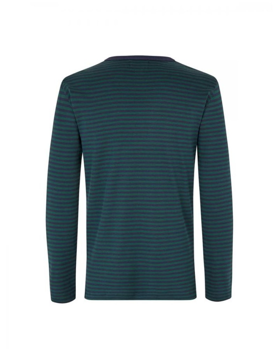 Men Mads Nørgaard Men Sweatshirts | Mads Norgaard Duo Rib Tobias Tee Ls Darkest Spruce/Deep Well