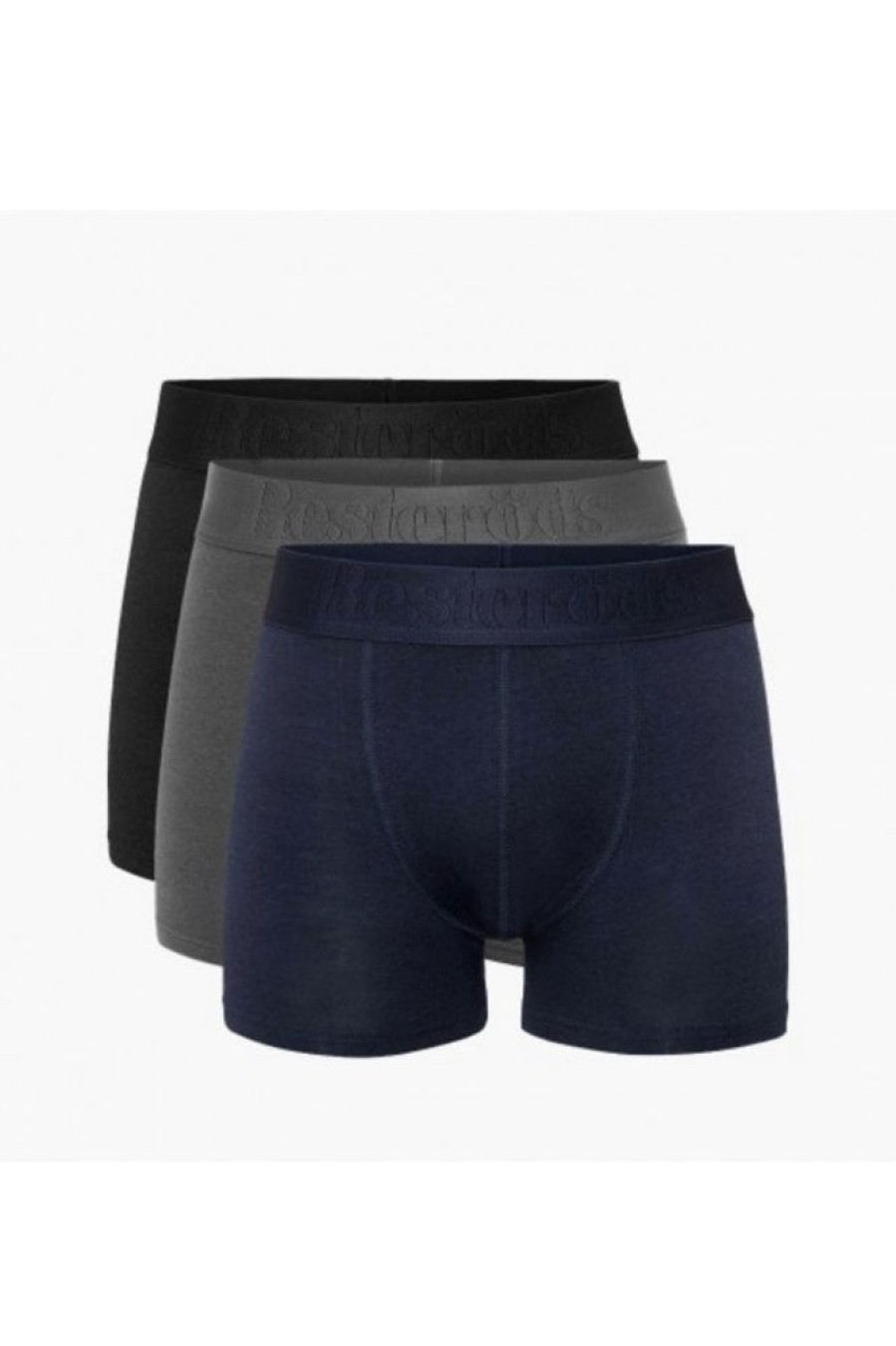 Men Resteröds Underwear | Resterods Boxer Bamboo 3-Pack Grey/Navy/Black