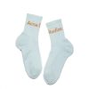 Men Acne Women | Acne Studios Ribbed Logo Socks Light Blue/Orange