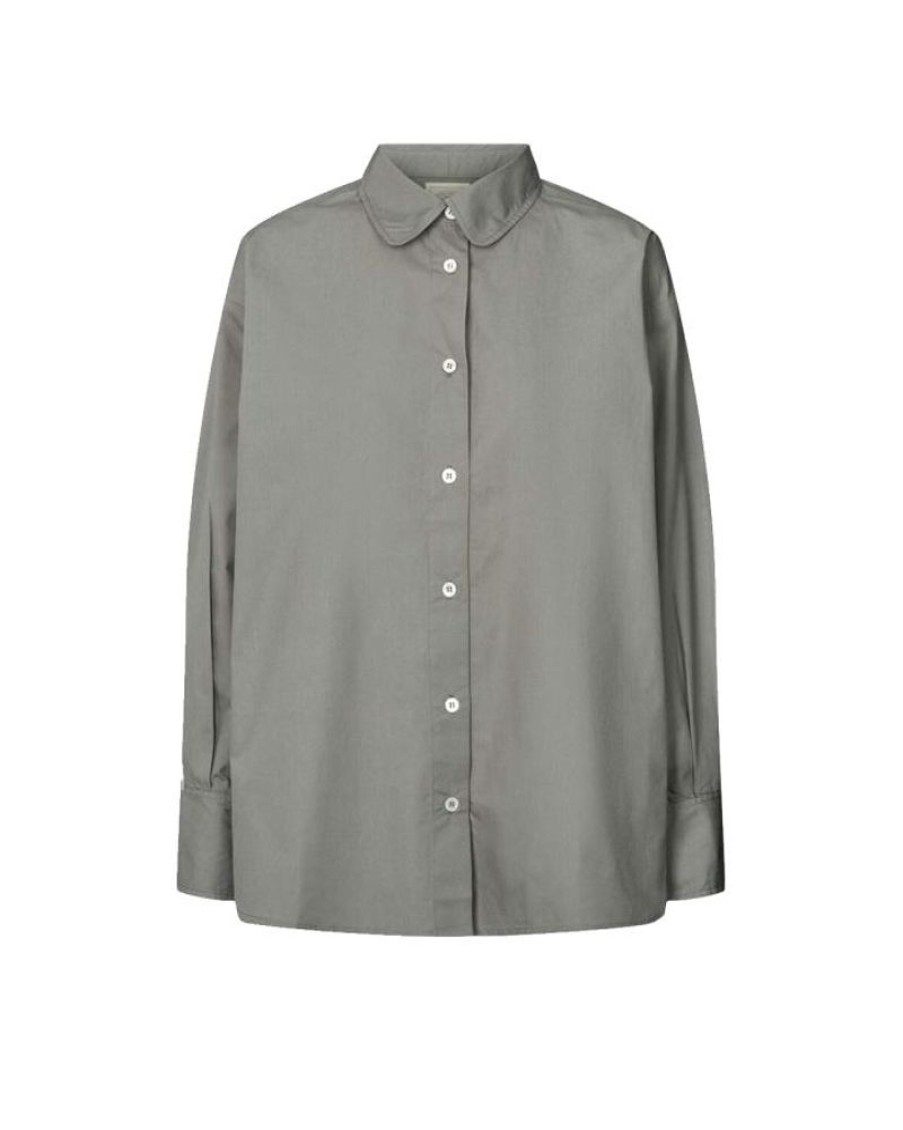 Women Gai + Lisva Shirts | Gai + Lisva Luna Shirt Poplin Asphalt