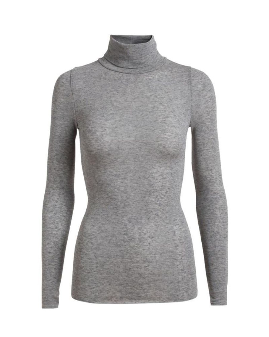 Women Gai + Lisva T-Shirts And Tops | Gai + Lisva Anna L/S Wool Turteleneck Light Grey Melange