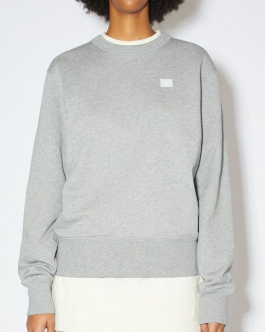 Men Acne Men Sweatshirts | Acne Studios Fairah X Face Crewneck Sweatshirt Light Grey Mel