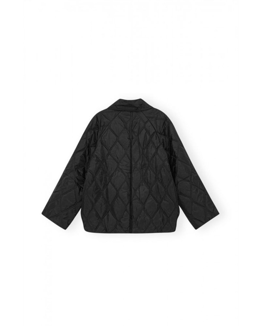 Women Ganni Jackets | Ganni F7327 Ripstop Quilt Jacket Black