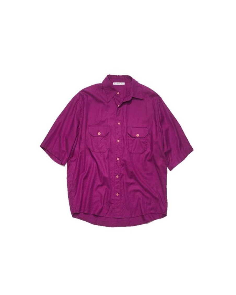 Men Acne Men Shirts | Acne Studios Button-Up Short Sleeve Shirt