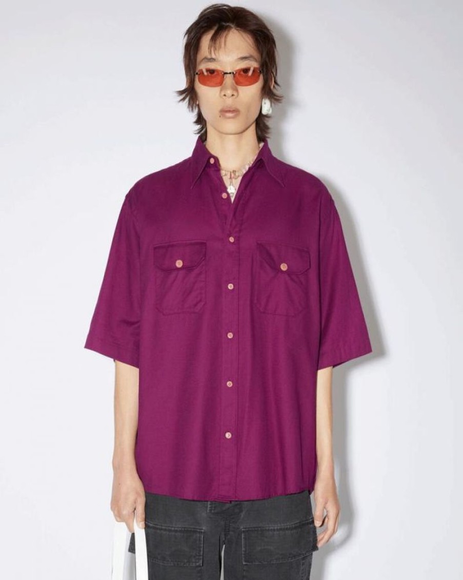 Men Acne Men Shirts | Acne Studios Button-Up Short Sleeve Shirt