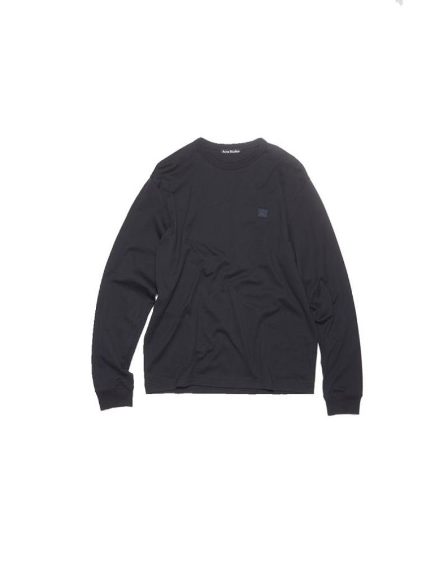 Men Acne Men Shirts | Acne Studios Eisen X Face Long Sleeve Crewneck T-Shirt Black