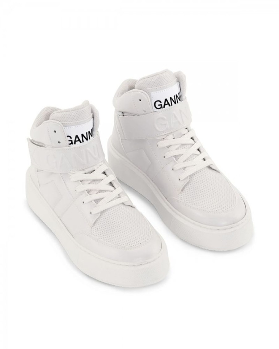 Women Ganni | Ganni S1966 Sporty Mix Cupsole High Sneaker Egret